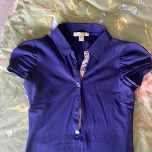 Burberry short sleeve shirt trimmed in iconic Burberry print piping - XS adult